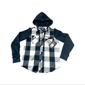 Boy’s plaid shirt/hoodie. New with tags.  Size M